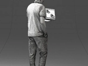 000472 Man Working on Laptop 3D Model