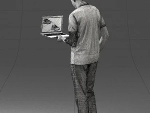 000472 Man Working on Laptop 3D Model