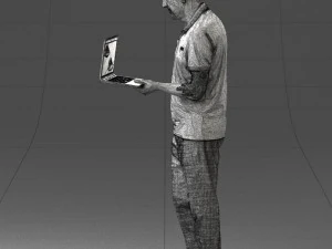 000472 Man Working on Laptop 3D Model
