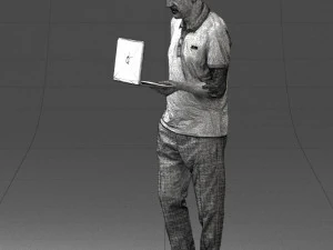 000472 Man Working on Laptop 3D Model