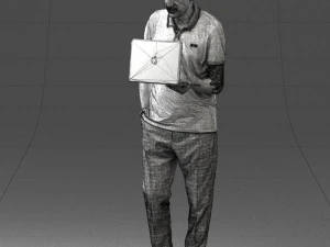 000472 Man Working on Laptop 3D Model