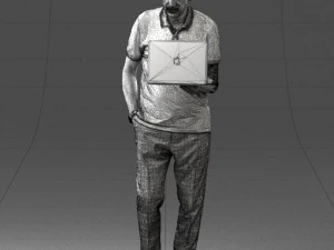 000472 Man Working on Laptop 3D Model