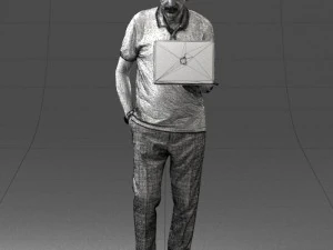 000472 Man Working on Laptop 3D Model
