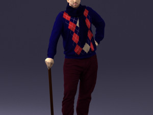 man with cane 0140 3Dモデル