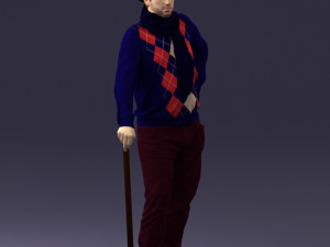 man with cane 0140 3Dモデル