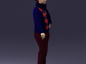 man with cane 0140 3Dモデル