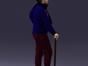 man with cane 0140 3Dモデル