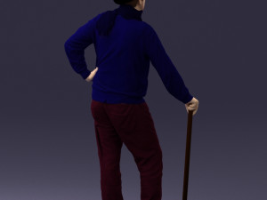 man with cane 0140 3Dモデル