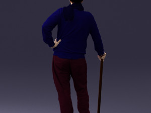 man with cane 0140 3Dモデル