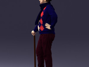 man with cane 0140 3Dモデル