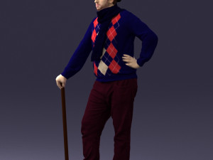 man with cane 0140 3Dモデル