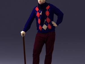 man with cane 0140 3Dモデル