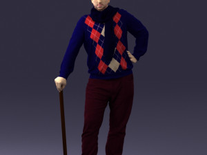 man with cane 0140 3Dモデル
