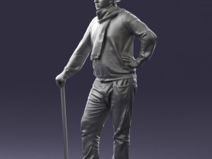 man with cane 0140 3Dモデル