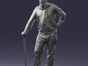 man with cane 0140 3Dモデル
