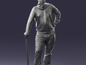 man with cane 0140 3Dモデル