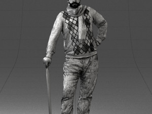 man with cane 0140 3Dモデル