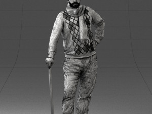 man with cane 0140 3Dモデル