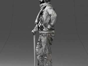 man with cane 0140 3Dモデル