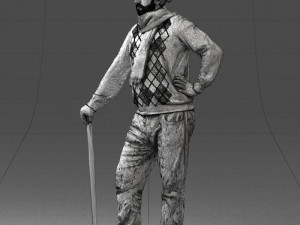 man with cane 0140 3Dモデル