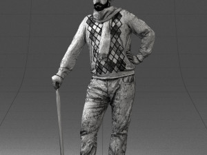 man with cane 0140 3Dモデル