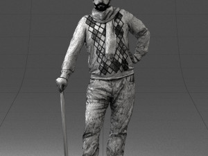 man with cane 0140 3Dモデル