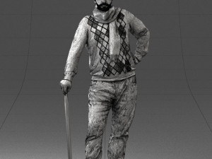 man with cane 0140 3Dモデル