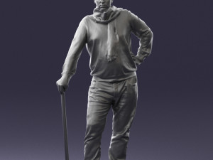 man with cane 0140 3d print ready 3D Принт Модель