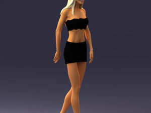 000475 Stylish Blonde Woman in Black Outfit 3D Model