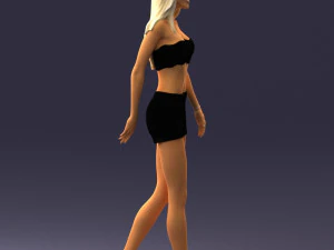 000475 Stylish Blonde Woman in Black Outfit 3D Model