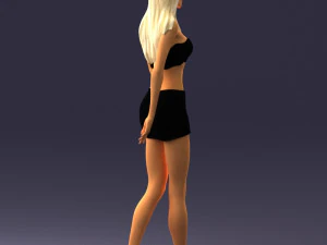 000475 Stylish Blonde Woman in Black Outfit 3D Model