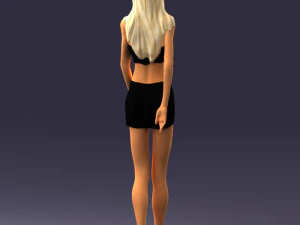 000475 Stylish Blonde Woman in Black Outfit 3D Model