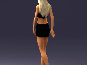 000475 Stylish Blonde Woman in Black Outfit 3D Model