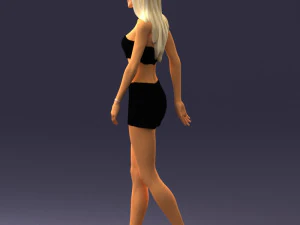 000475 Stylish Blonde Woman in Black Outfit 3D Model