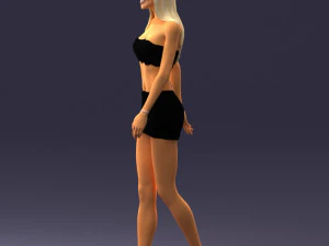 000475 Stylish Blonde Woman in Black Outfit 3D Model