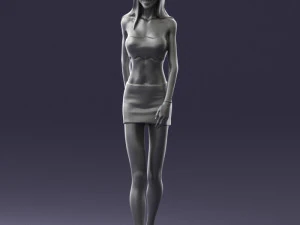 000475 Stylish Blonde Woman in Black Outfit 3D Model