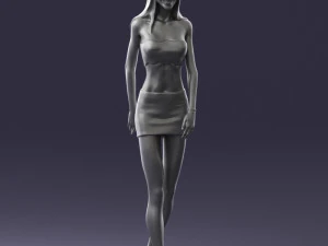 000475 Stylish Blonde Woman in Black Outfit 3D Model