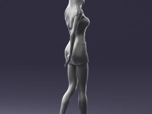 000475 Stylish Blonde Woman in Black Outfit 3D Model
