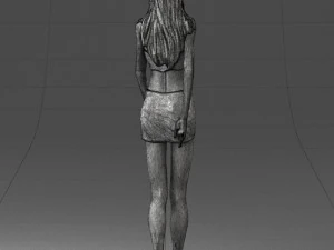 000475 Stylish Blonde Woman in Black Outfit 3D Model