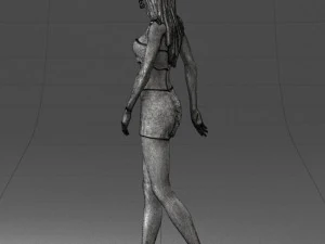 000475 Stylish Blonde Woman in Black Outfit 3D Model