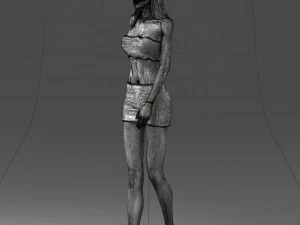 000475 Stylish Blonde Woman in Black Outfit 3D Model