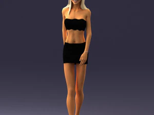000475 Stylish Blonde Woman in Black Outfit 3dp 3D Print Model