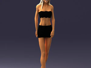 000475 Stylish Blonde Woman in Black Outfit 3dp 3D Print Model