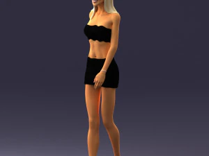 000475 Stylish Blonde Woman in Black Outfit 3dp 3D Print Model