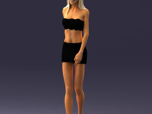 000475 Stylish Blonde Woman in Black Outfit 3dp 3D Print Model