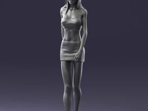 000475 Stylish Blonde Woman in Black Outfit 3dp 3D Print Model