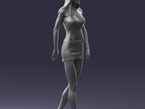 000475 Stylish Blonde Woman in Black Outfit 3dp 3D Print Model