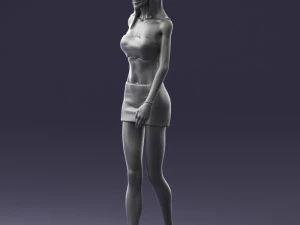 000475 Stylish Blonde Woman in Black Outfit 3dp 3D Print Model