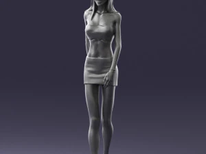 000475 Stylish Blonde Woman in Black Outfit 3dp 3D Print Model