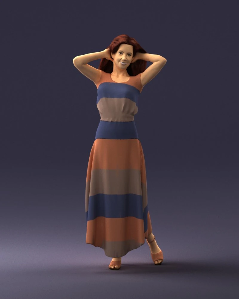 000477 Stylized Female Character in Dress Realistic Human Character 3D Model .c4d .max .obj .3ds .fbx .stl .blend 